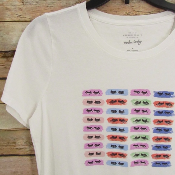 Anthropologie Tops - Kendra Dandy - Anthropologie White Crew Neck 'Lashes' Tee M